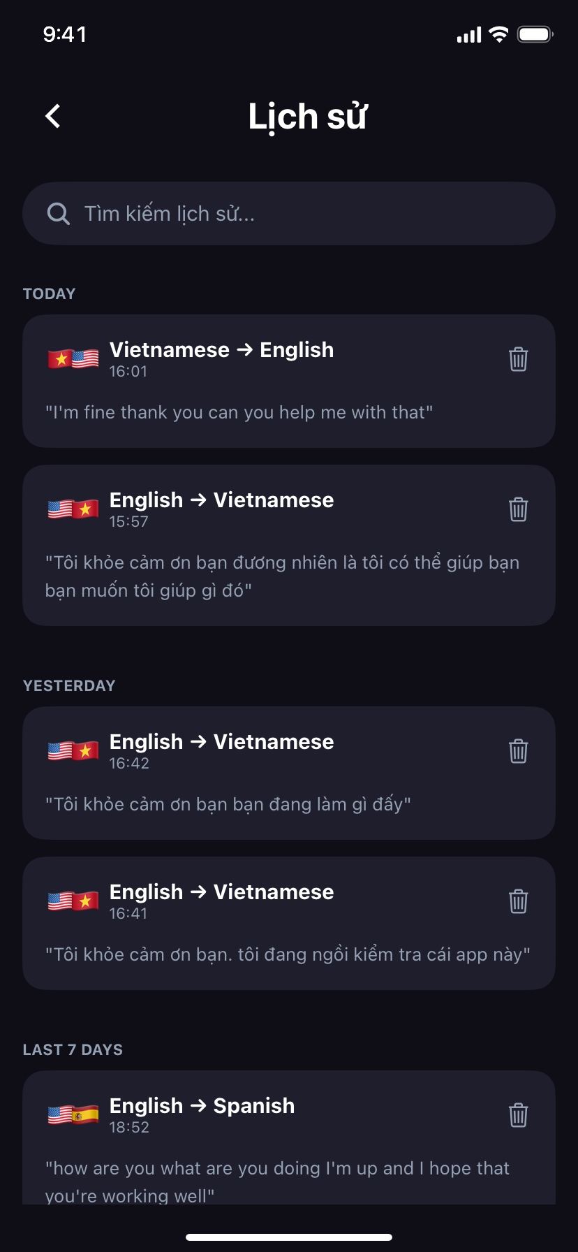 Conversation history in Vietnamese